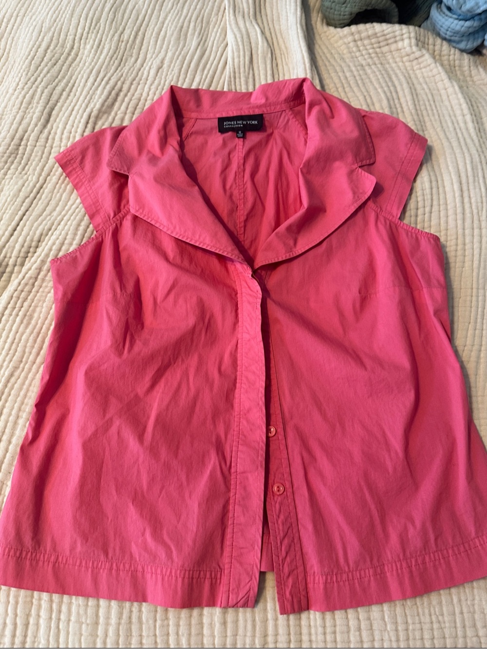 Jones New York Coral Pink Sleeveless Button-Down Shirt size 12